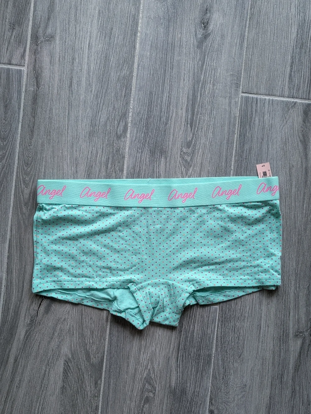 NWT Victoria's Secret Angel Mint Green Polka Dot Boy Shorts Shortie SIZE MEDIUM - Picture 1 of 2